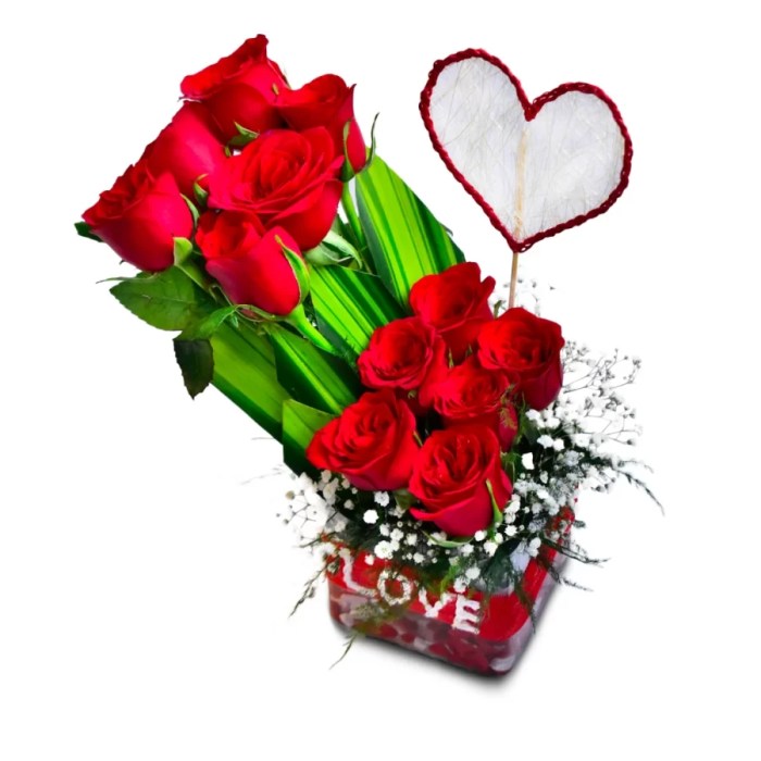 Vase premium red bouquet rose sorry flowers Red rose bouquets in a stylish ripple glass vase for home decor