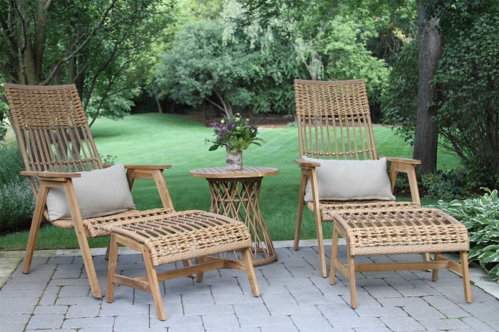 Teak wicker loungers 2pk ottoman lounging wood basket find furniture variety great accent table outdoor interiors Comparing wicker and teak outdoor furniture durability
