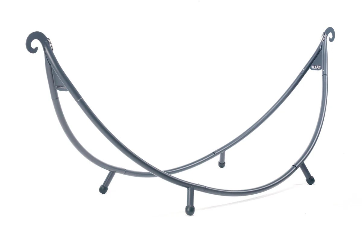 Comfortable hammock in a stand for lounging outdoors